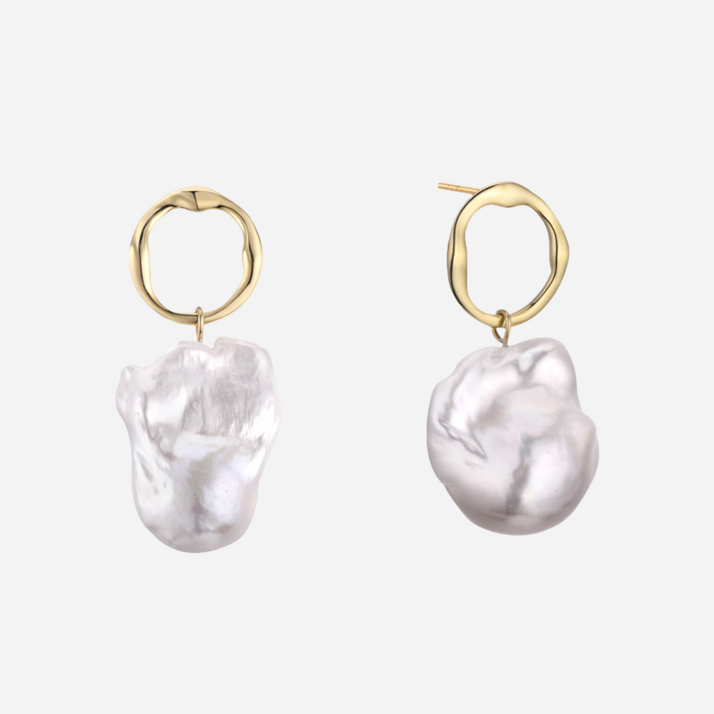 baroque pearl stud earrings gold plated sterling silver