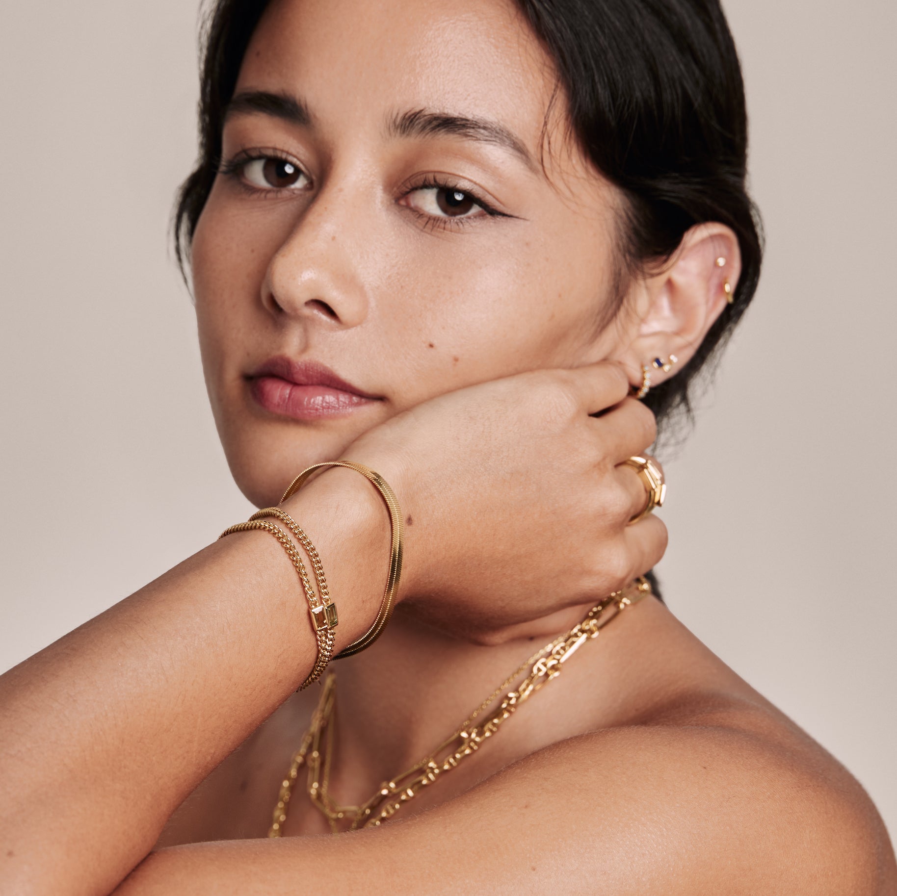 citrine baguette curb chain bracelet in vermeil gold