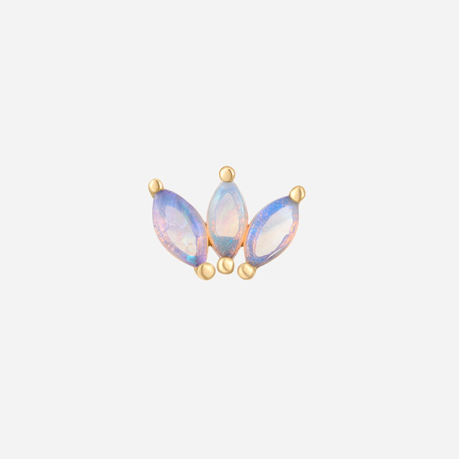 opal fan single stud earring in solid gold