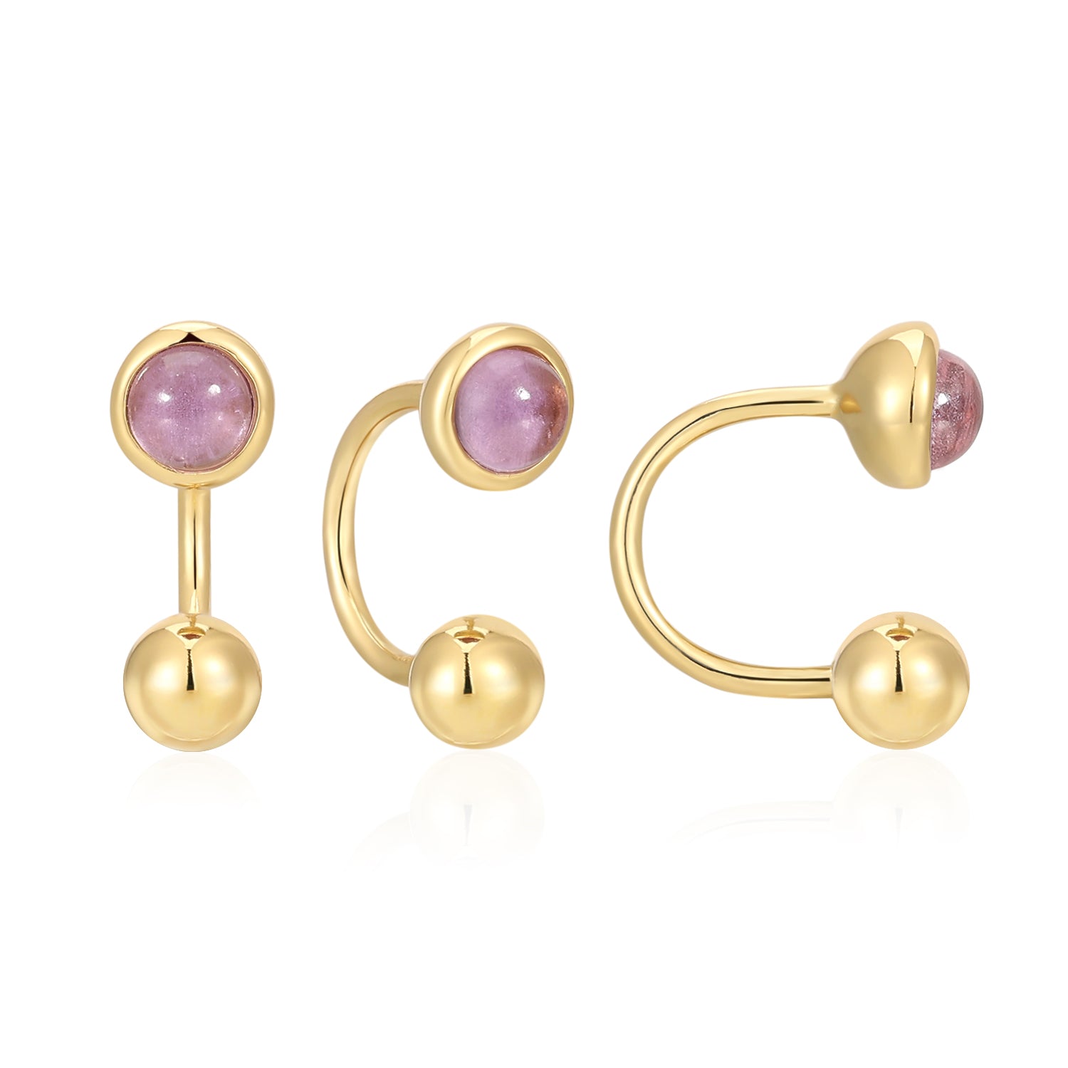 amethyst huggie hoop earring in vermeil gold