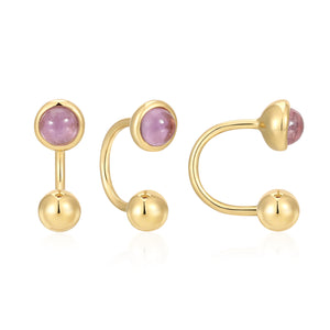 amethyst huggie hoop earring in vermeil gold