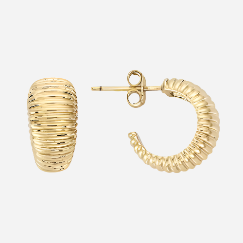 gold ridged dome hoop earrings