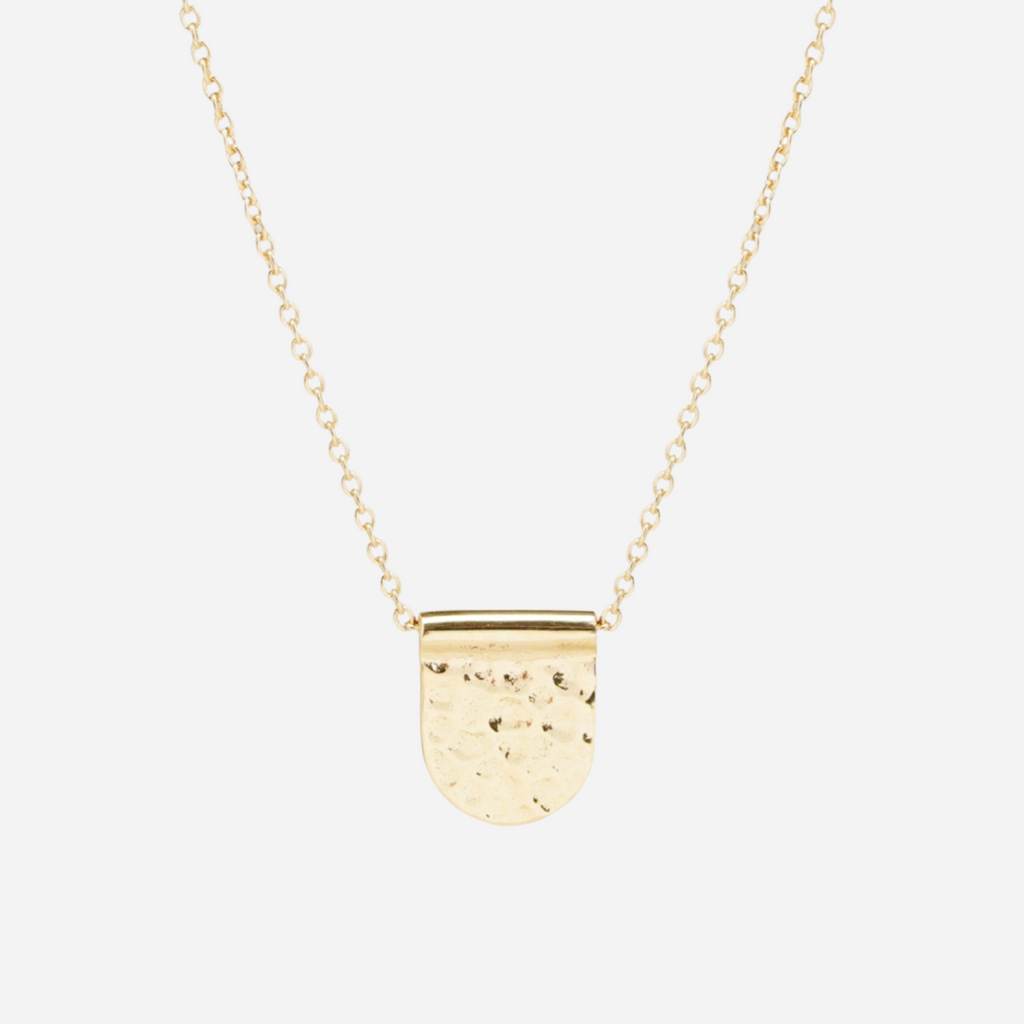 Dainty hammered charm necklace