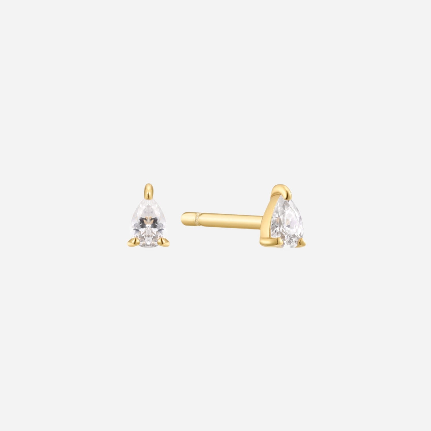 bezel drop stud earrings in vermeil gold