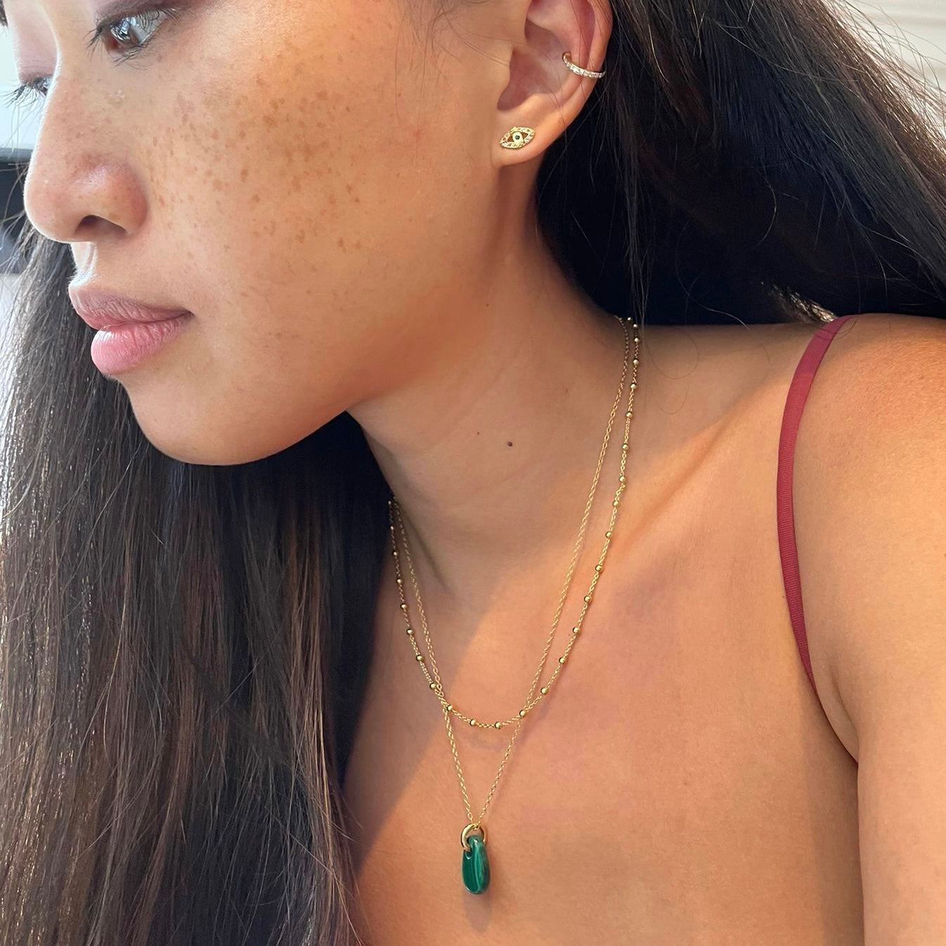 malachite teardrop necklace