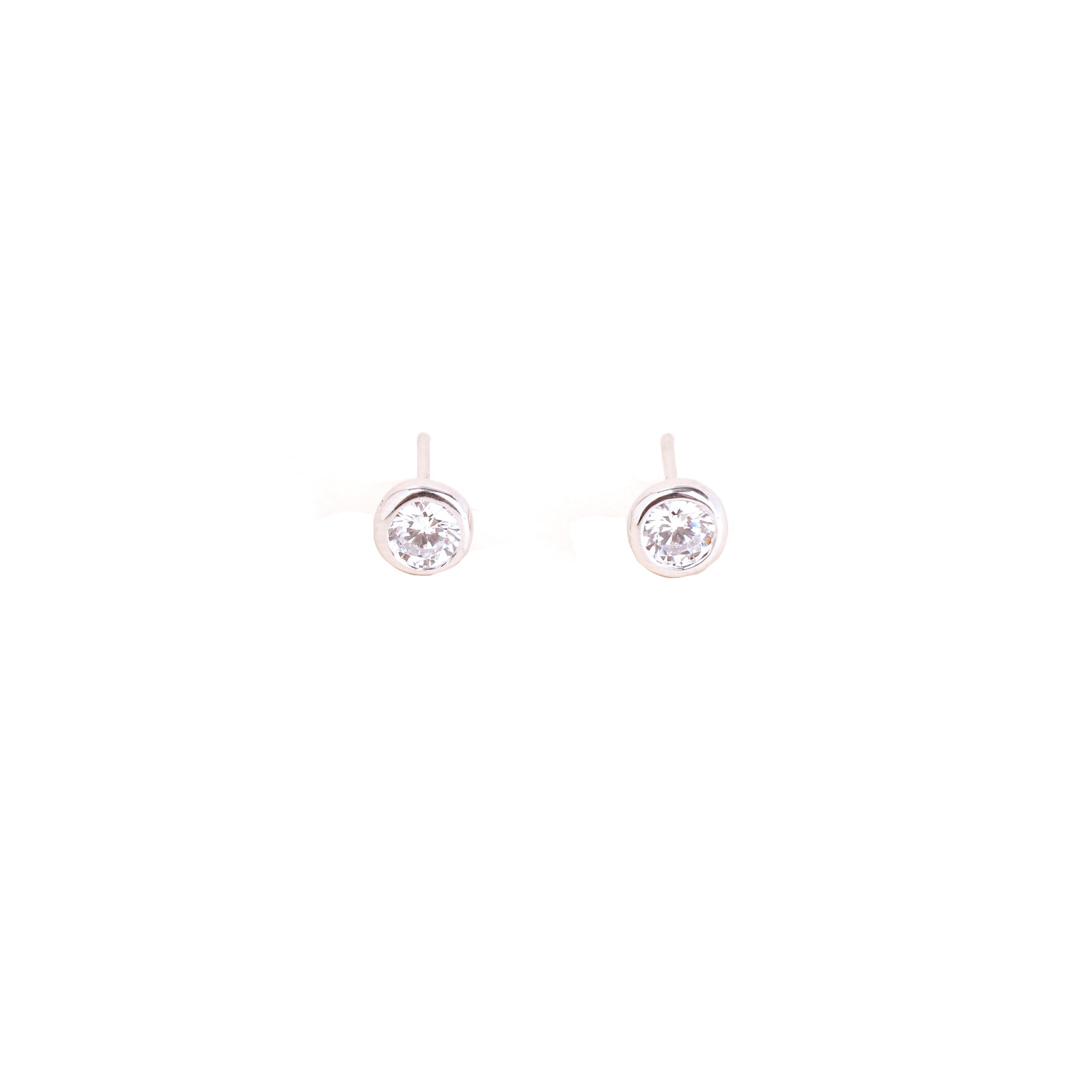 Silver bezel stud earrings