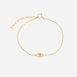 gold dipped evil eye chain bracelet