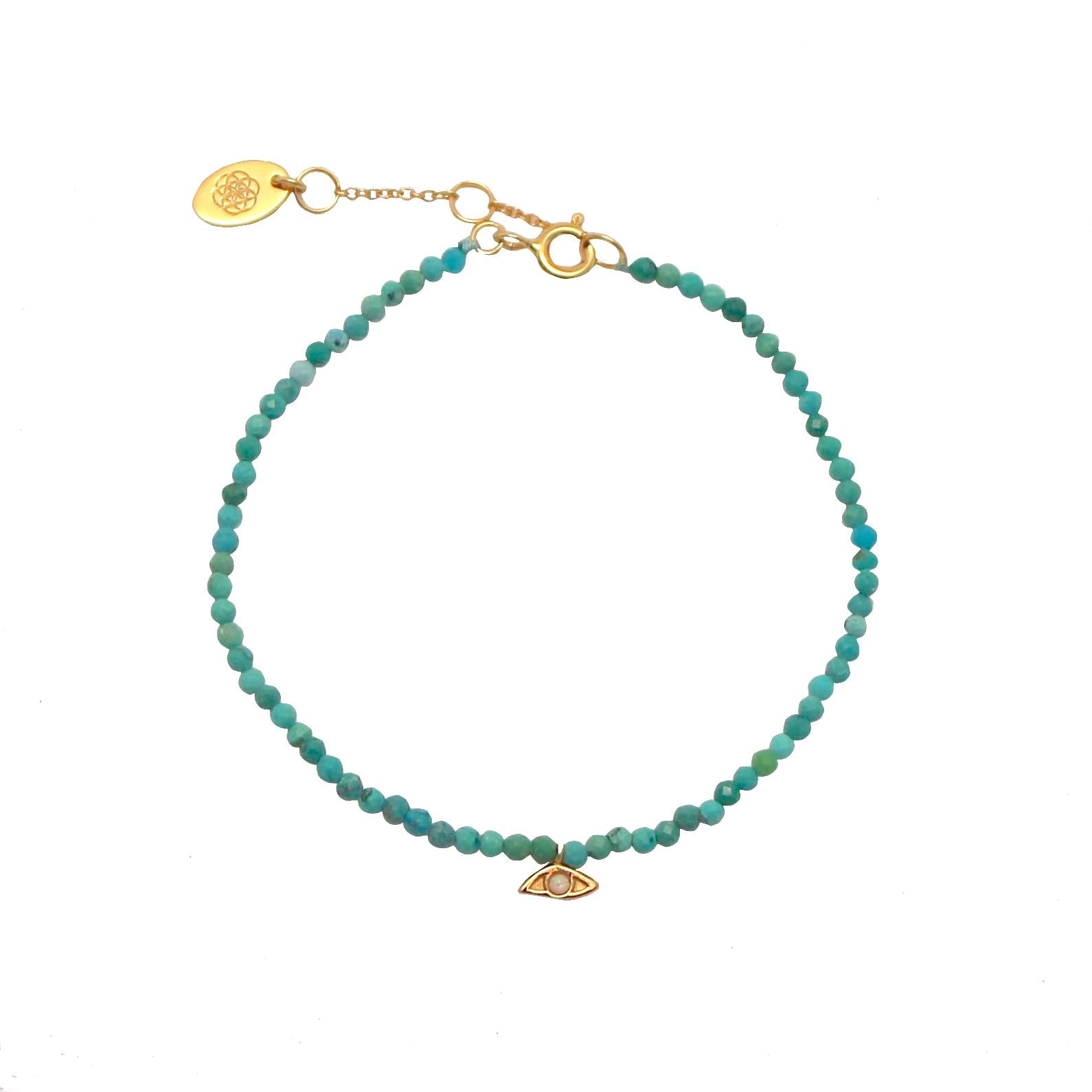 Gold opal evil eye turquoise bracelet