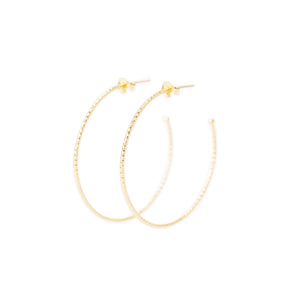 gold hammered medium hoop earrings