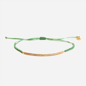 gold vermeil Pavé bar cord bracelet in green