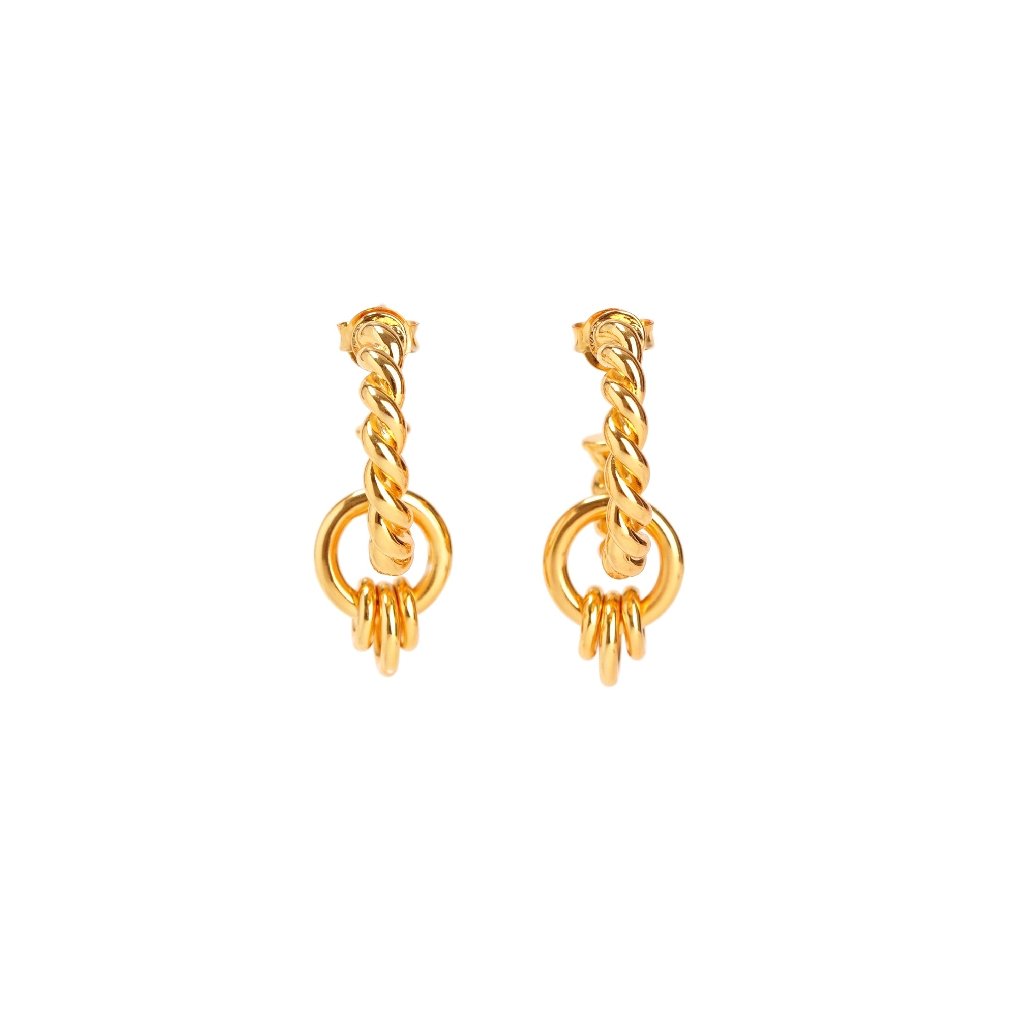 Gold twisted hoop earrings