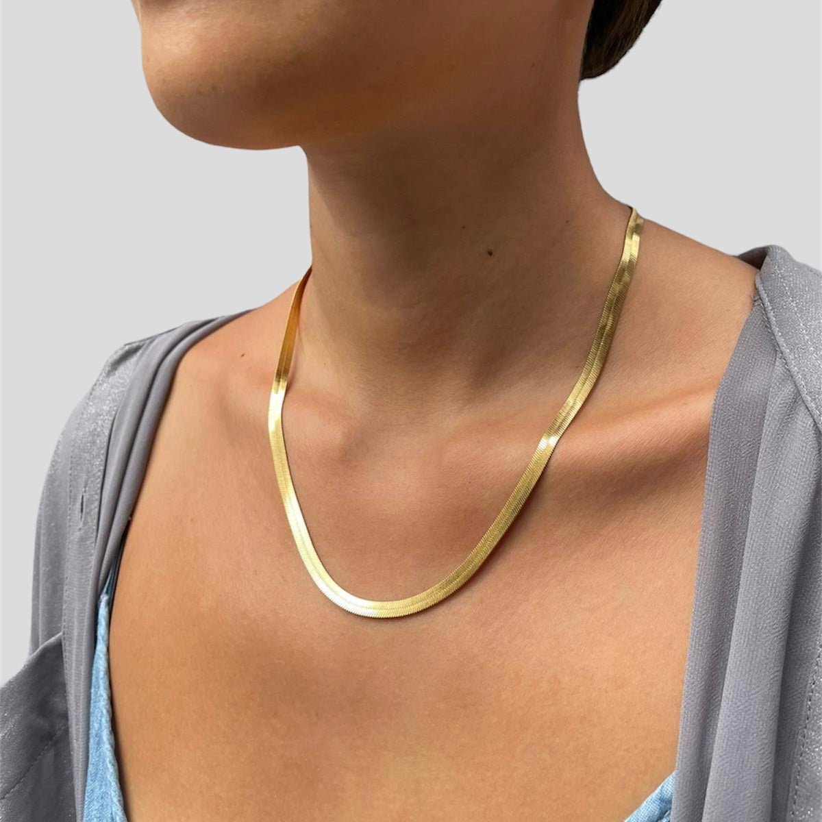 gold herringbone necklace