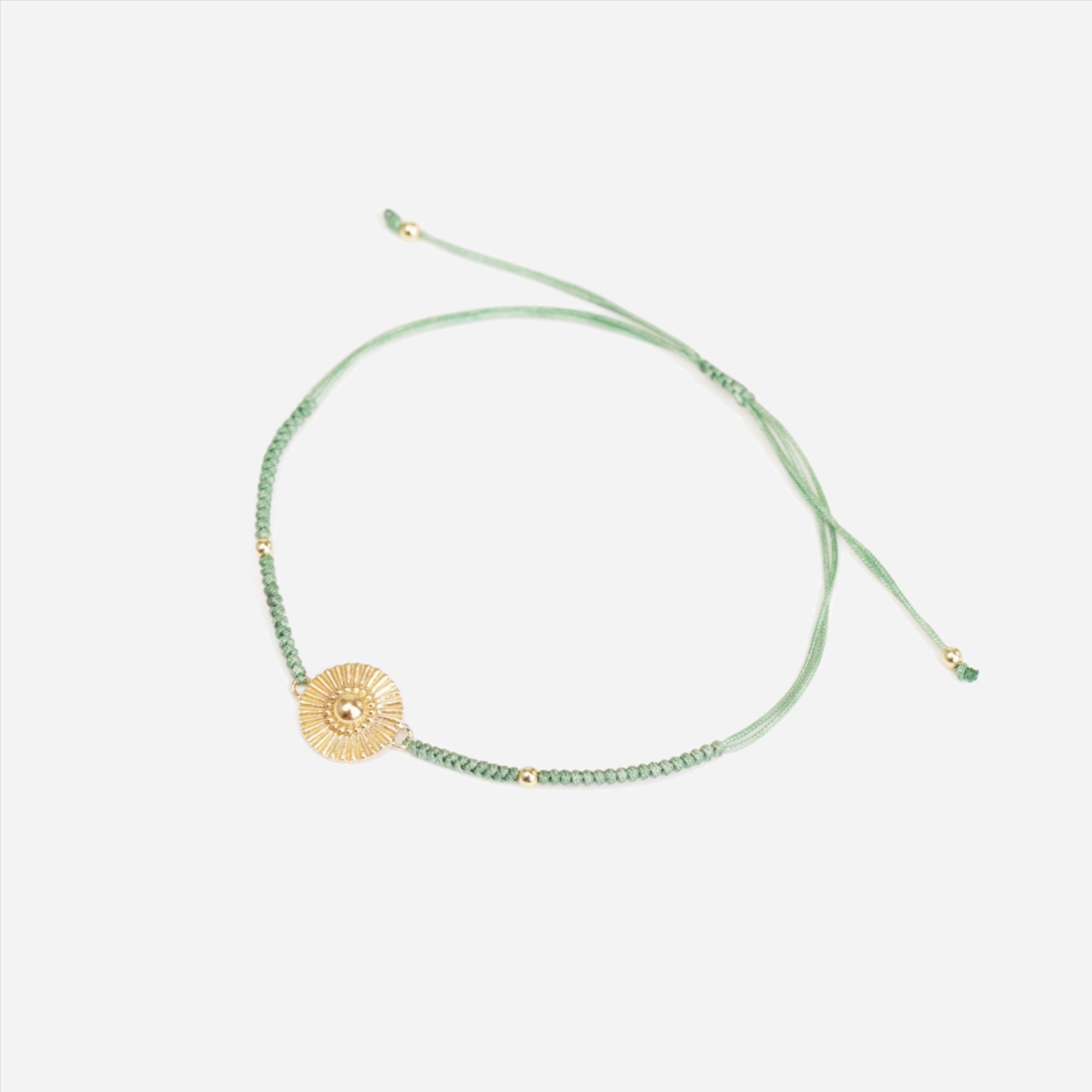 gold sun green friendship bracelet