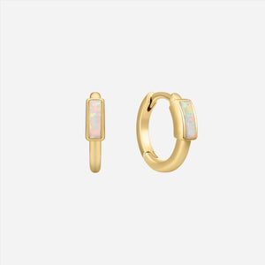 Gold opal hoops