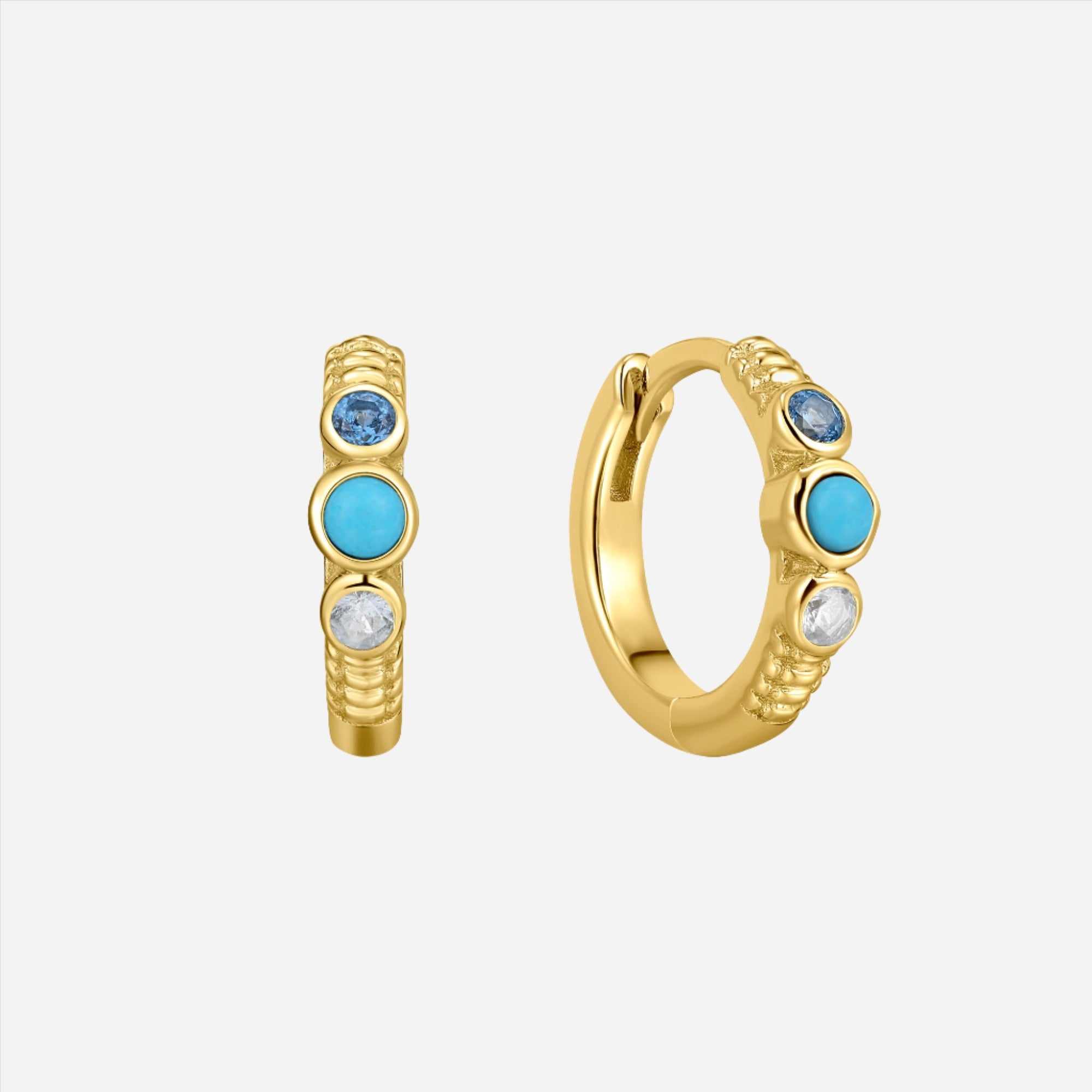 gold gemstone hoops